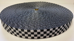Black & White Checkered Polypropelyne 1 1/2″ Webbing – WHOLE ROLL!! 100 Yards