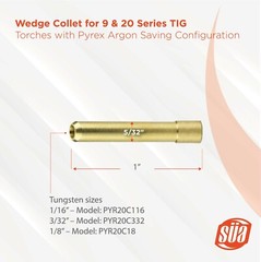 SÜA – Wedge Collet for 9 & 20 Series TIG Torches with Fused Quartz Argon-Saving