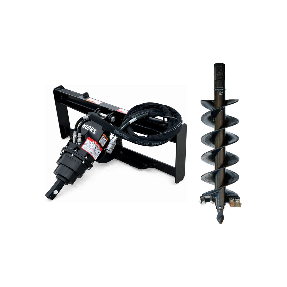 PROWORKS 15-30 GPM Auger Drive with 12” Wide Bit Skid Steer 2” Hex Planetary USA