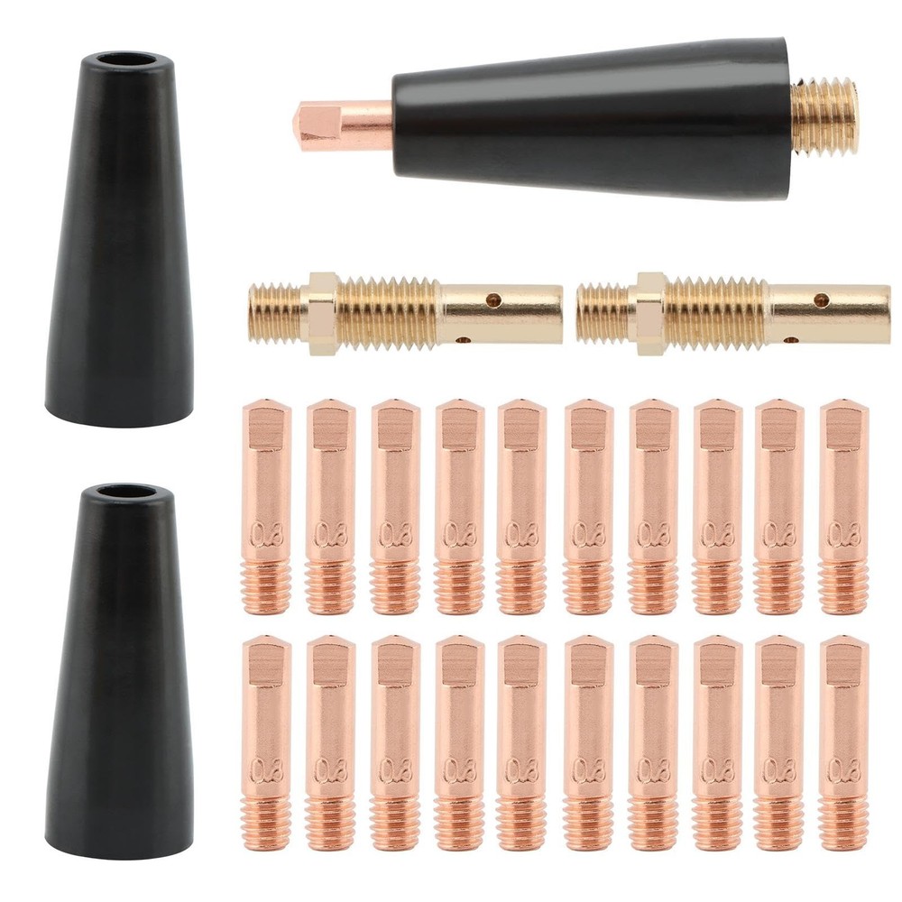 24PCS Flux Core Gasless Nozzle Welding Kit,KP1939-1 Flux Core Gasless Nozzle