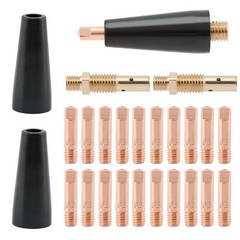 24PCS Flux Core Gasless Nozzle Welding Kit,KP1939-1 Flux Core Gasless Nozzle