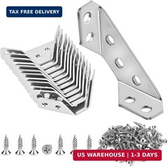 12-Pack Premium Stainless Steel Corner Brackets for Wood Frame, Universal Metal