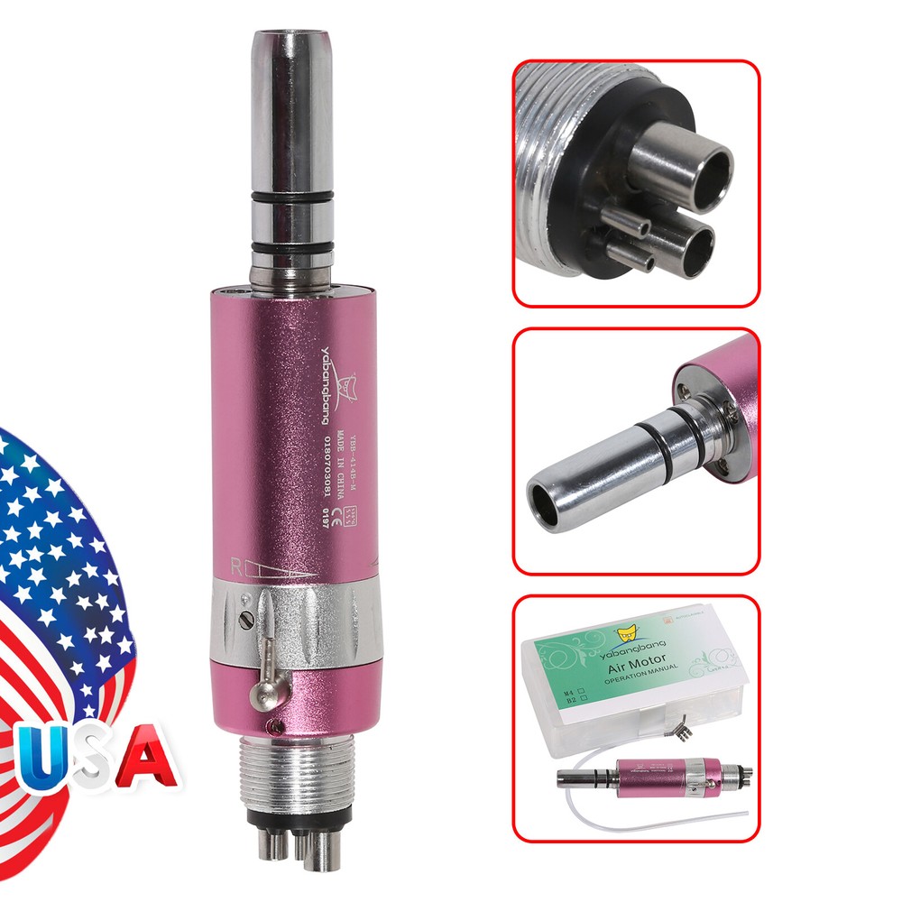 1-5Pcs NSK Style Dental Low Speed Air Motor Handpiece E-type 4holes Pink M4