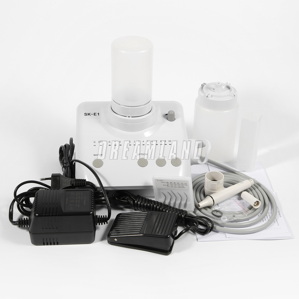 SK-E1 Dental Ultrasonic Scaler + Handpiece Tips + 2 Bottles Set Fit EMS