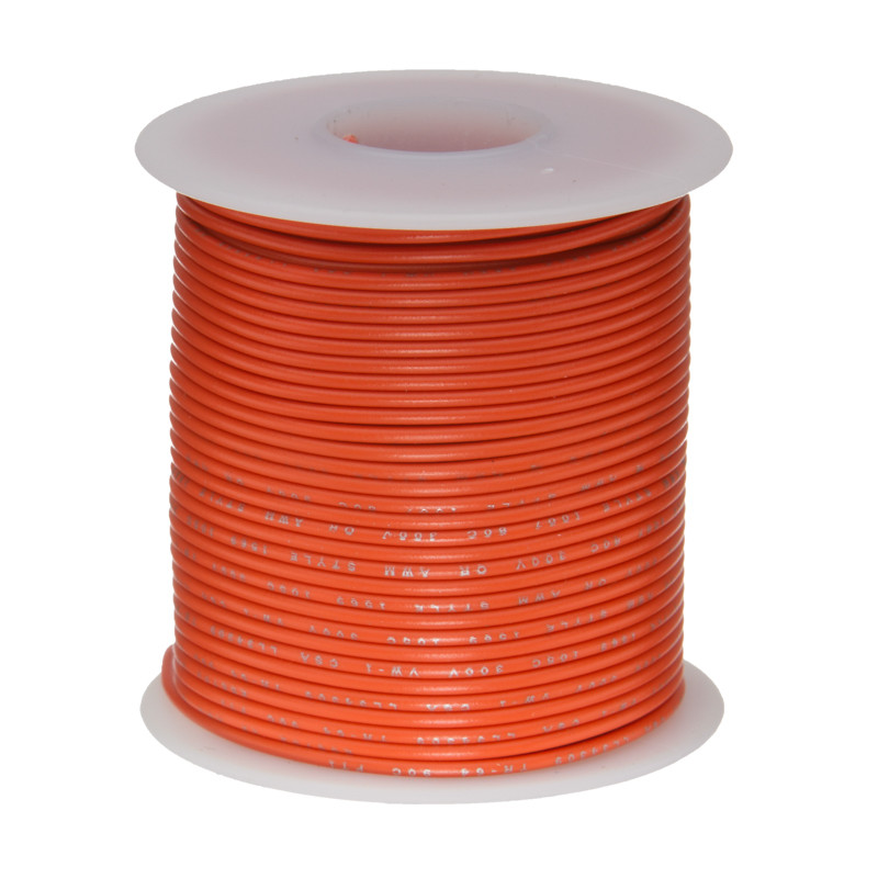 22 AWG Gauge Stranded Hook Up Wire Orange 25 ft 0.0253″ UL1015 600 Volts