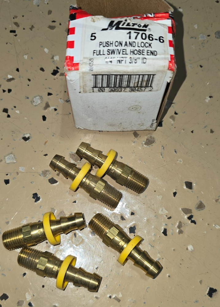 Milton Industries MIL1706-6 Milton 1/4″ MNPT 3/8″ ID – 5 pcs, Free Shipping