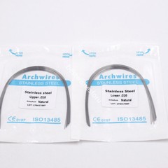 10 Packs Dental Stainless Steel Arch Wires Natural Upper Lower Round 100 Pcs