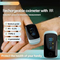 Rechargeable Pulse Oximeter Fingertip Oxygen Monitor Fingertip w/SpO2 Pulse Rate