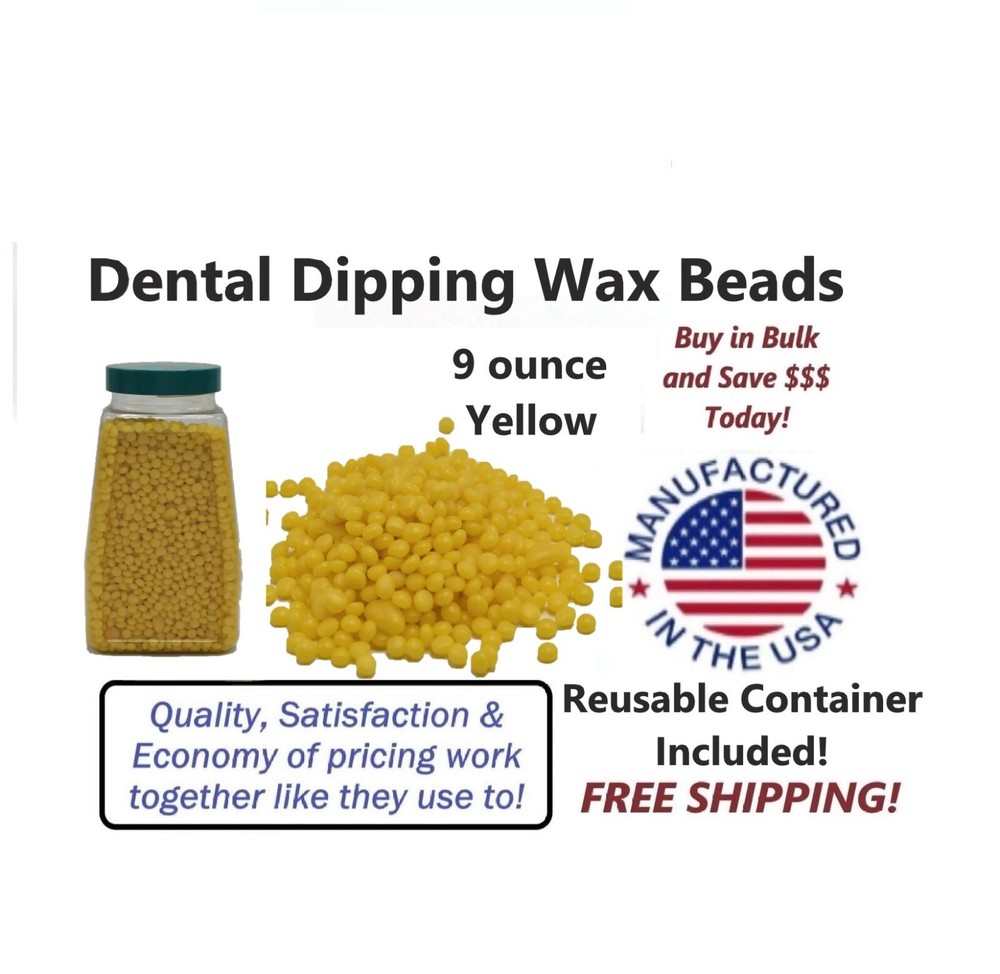 9 ounce – Yellow – Dental Dipping Wax Beads + Free Shipping!