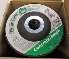 PREMIUM GRINDING WHEEL, D247C, 4 1/2 X 1/4 X 7/8, TYPE 27, 13300 RPM, LOT OF 25