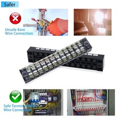 5Pcs Dual Row 12 Positions Screw Terminal Electric Barrier Strip Block 15A 600V