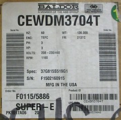 Baldor Reliance CEWDM3704T 3HP Washdown Duty Motor 37G815S519G1 1-3/8″ Shaft Dia