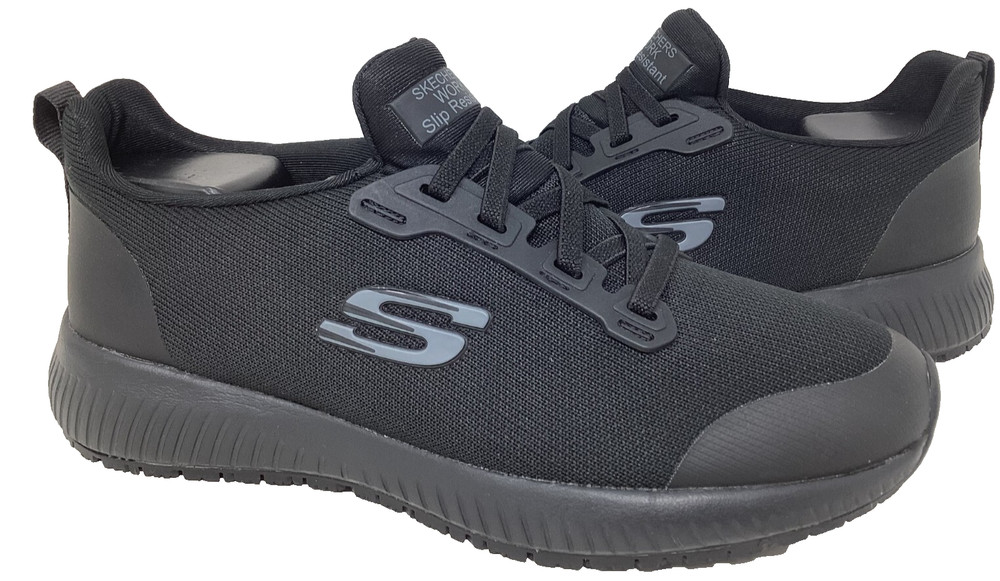 Skechers Women’s Work Squad Slip Resistant Slip On Black Shoes Size:8 190D