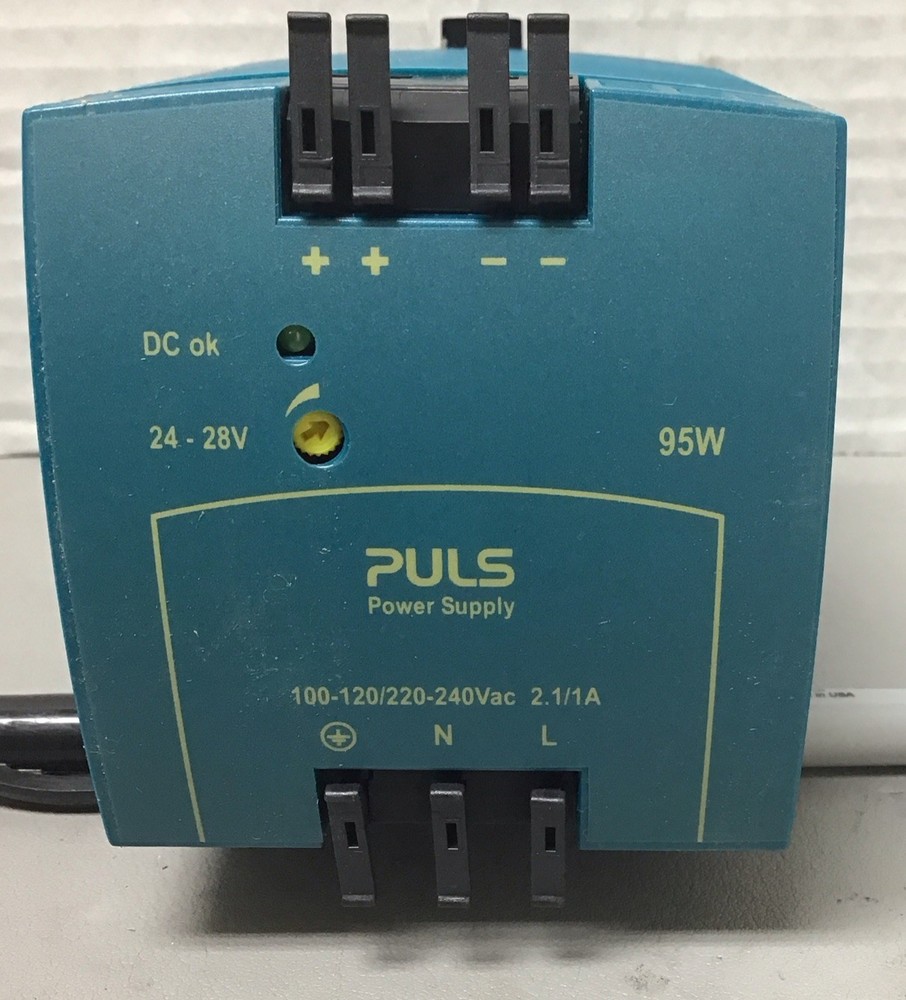 Puls MiniLine Power Supply ML95.100, 1-Ph, 24VDC, Din Rail, 95W, 4A (B206)