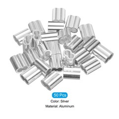 50 Pcs 5/32″ 4mm Aluminum Crimping Loop Sleeve Double Ferrule Silver