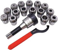 15Pc ER40 Precision Collet Set W/ R8 Bridgeport Shank Holder & Wrench-USA STOCK