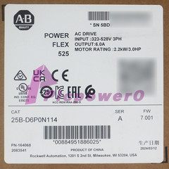 New Sealed Allen Bradley 25B-D6P0N114 PowerFlex 525 2.2kW (3Hp) AC Drive 3 Phase
