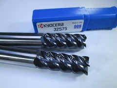 LOT ( 10 PCS ) KYOCERA 1/2″ SGS 32575 5FL .030R V-CARB SOLID CARBIDE END MILLS