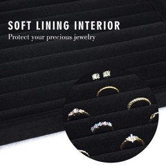 Siveit Rings Organizer Tray 10 Slots Velvet Ring 13.9 x 9.6 x 2 inches, Black