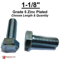1-1/8″-7 Hex Bolt Zinc Plated Grade 5 Cap Screw Coarse Thread (All Length & Qtys