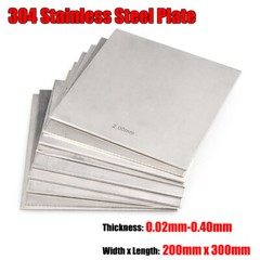 Thickness 0.02mm to 0.4mm 304 Stainless Steel Plate Polished Plate 200mm x 300mm
