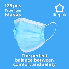 125-Pack Disposable Face Mask Premium Comfort Earloops with Dispenser Box
