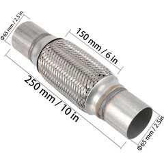 2 Pack 2.5 x 6 x 10 Inch Stainless Steel Heavy Duty Exhaust Flex Pipe, Double…