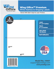 2000 Wing OFFICE Premium Half Sheet Shipping Labels Self-Adhesive 8.5 X 5.5