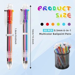 30 bolígrafos multicolor 6 en 1 de 0,5 mm para regalos de fiesta, 6 colores