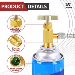 Self-Sealing Can Tap with Tank Adapter, 1/2″ to 1/4″ SAE Refrigerant Dispenser T