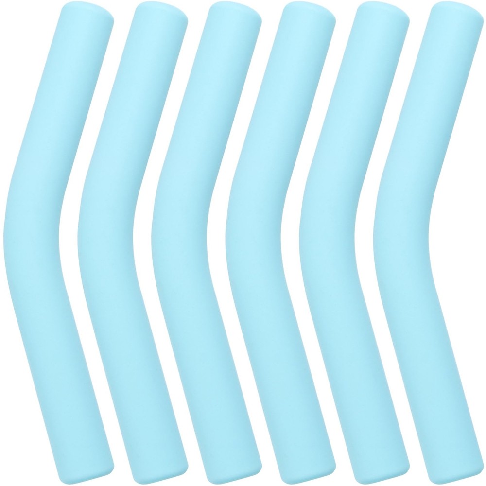 HINZIC 6Pcs Metal Straw Silicone Tips 5/16 IN Wide(8mm Outer 8mm, Light Blue