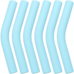 HINZIC 6Pcs Metal Straw Silicone Tips 5/16 IN Wide(8mm Outer 8mm, Light Blue