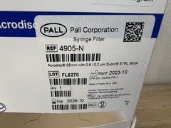 NEW- PALL Acrodisc 25mm Syringe Filters w 0.8/0.2um 50/Pk PN 4905N, 40 PCs