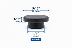 1/4” Rubber Hole Plugs Push In Stem Bumper 20 per package