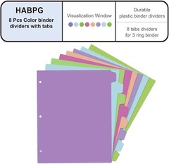 16Pcs/2 Set Binder Dividers with Tabs, 8 Color Tab for 3 Ring Binder Dividers…