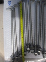 (10) Concrete L Bent Anchor Bolts 1/2-13 x 12″ Hot Galvanized with Washers/Nuts