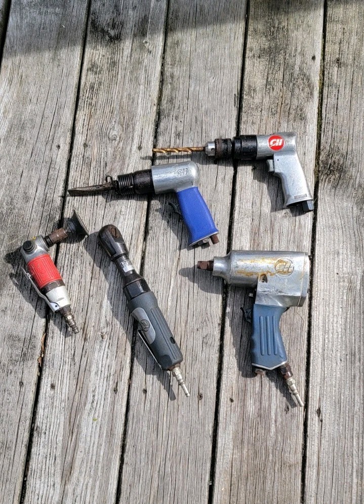 Vintage Pneumatic Air Tools LOT Drills Ratchets etc. CH and 1 Unknown All Tested