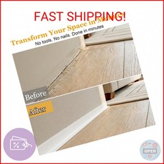 Self-Adhesive Flexible Baseboard Molding Trim – 20 Ft Vinyl Wall Base for Curved