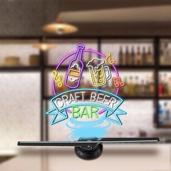 3D 1080P LED Holographic Fan Hologram Fan Projector Light RGB Sign Bar w/Control