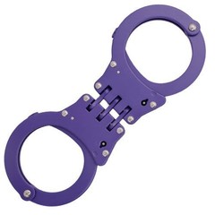 Purple Double Locking Hinge Steel Handcuffs Police Grade Standard Size