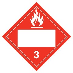 Class 3 Flammable Liquid Placard 10-pk., 10.75″x10.75″ Removable Adhesive Vinyl