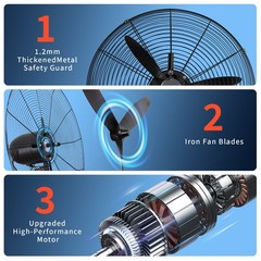 30″ In Wall Mount Oscillating Fan High Velocity 3 Speed Heavy Duty Metal Fan