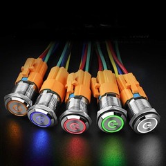 Latching Pushbutton Switch 16mm 5/8″ 12V-24V 5A Power Angel Eye LED Light Met…