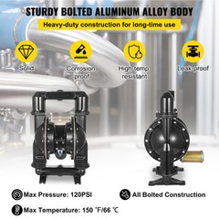 Air-Operated Double Diaphragm Pump 2″ Inlet Outlet Petroleum Fluid 140GPM