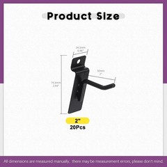 2-Inch Slatwall Hook Assortment Kit – 20 Durable Heavy-Duty Metal Hooks in Black