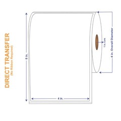 4″ x 6″ White Direct Print Thermal Labels, 250 per roll (16 Rolls per Carton)