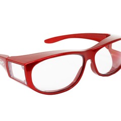 Global Vision Escort Safety Glasses Fits Over Most Eyewear Red with Clear Lens