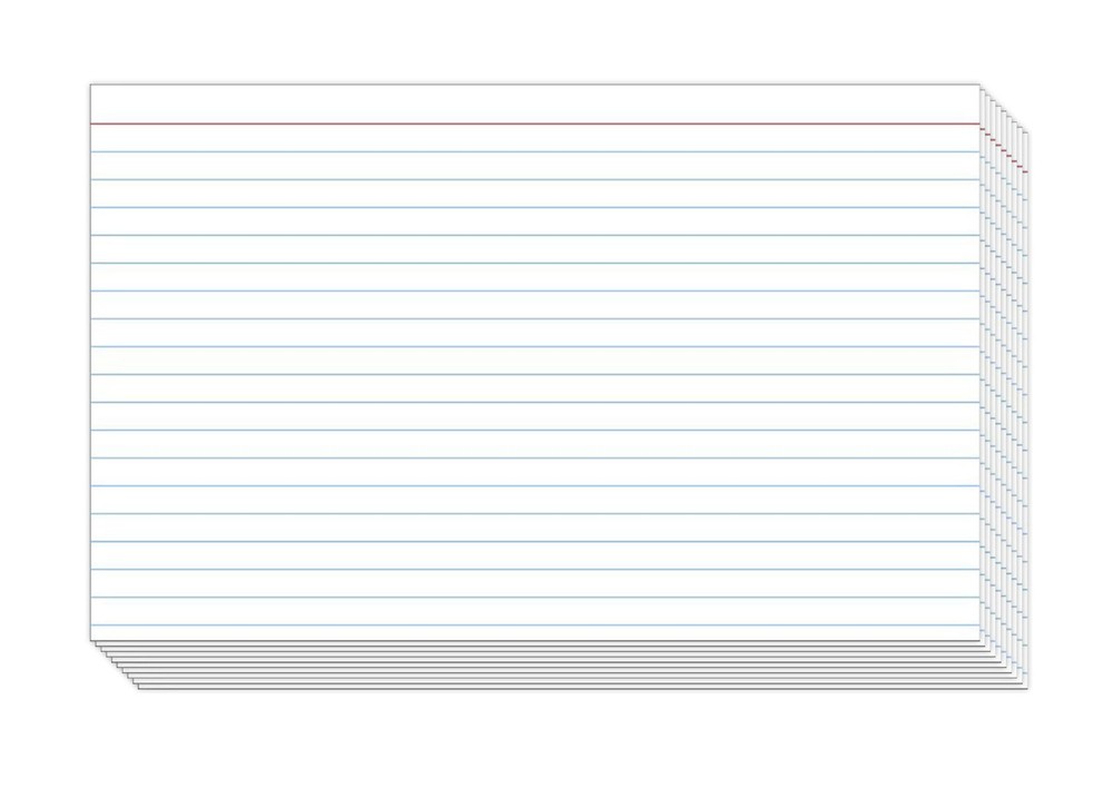 Ruled Index Cards, Heavyweight Thick 100lb Cover, 5 x 8, White, 100 per Pack