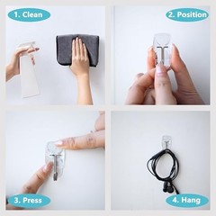 30 Small Hooks+40 Removable Strips, Clear Wire Utility Hooks with Adhesive