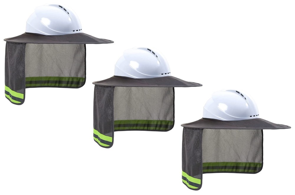 3 Pack Hard Hat Sunshield Upgrade Full Brim Neck Sunshade Cover – GREY